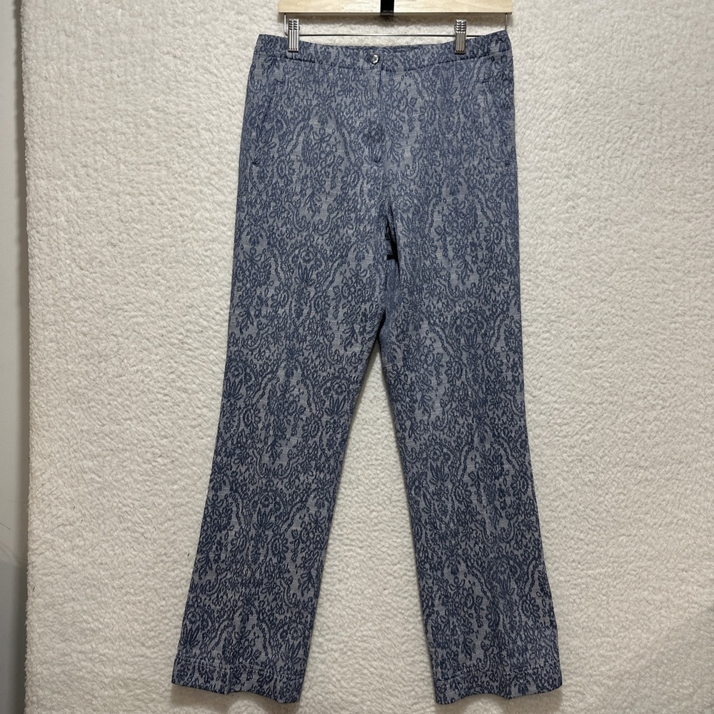 J. Jill Women's Embroidered Paisley Pattern Blue‎ Dress Pants Size 8